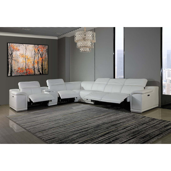 Orren Ellis Harwyn 7 Piece Leather Sectional Wayfair